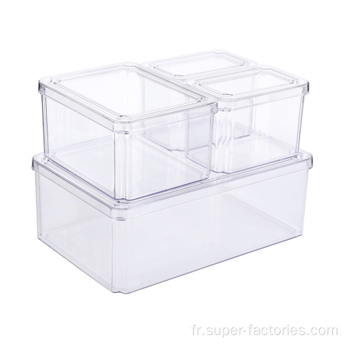 Set 4 Conteneur de stockage ménager en plastique pour la nourriture